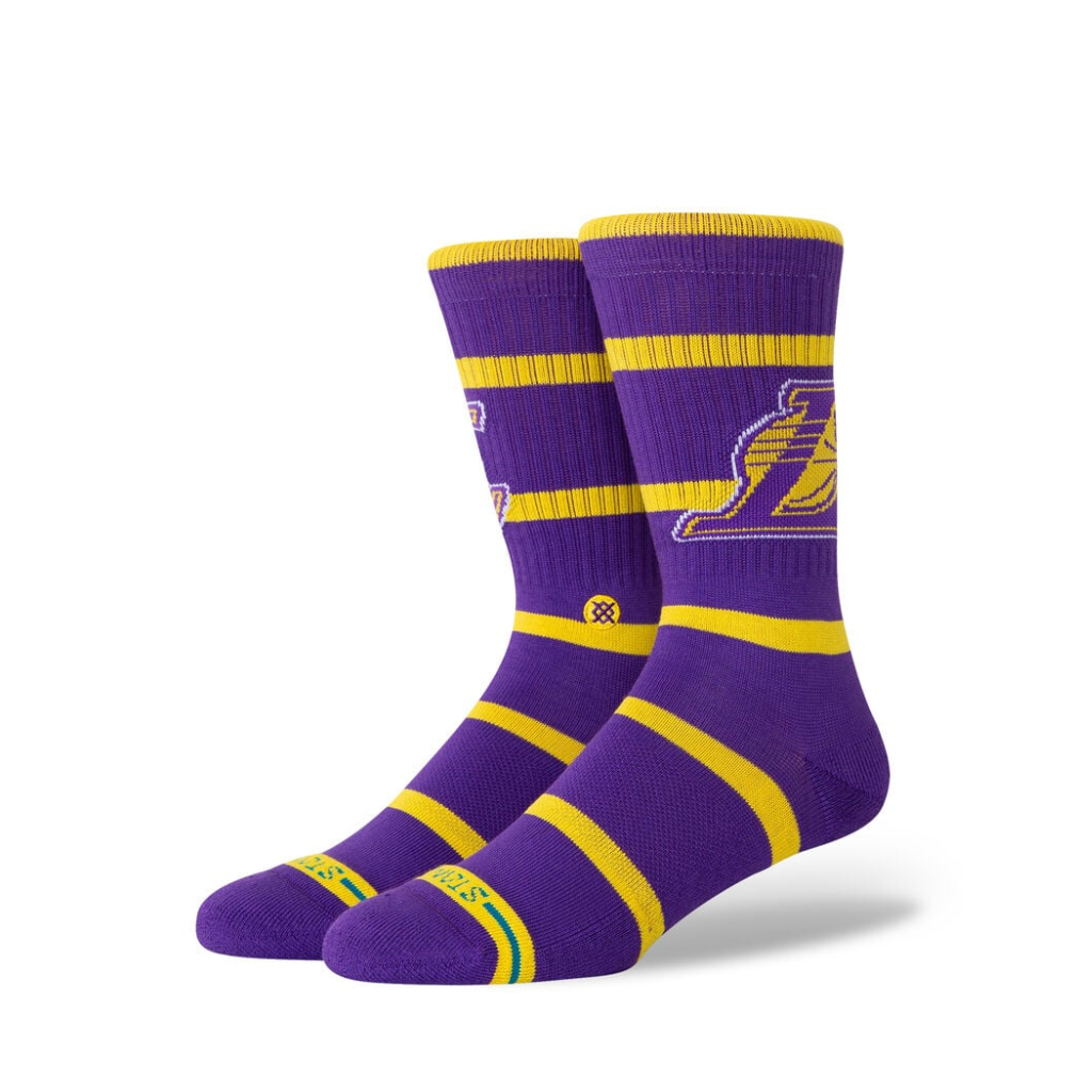 NBA 2024 Prep Crew Socks Los Angeles Lakers Stance - L - Calcetas