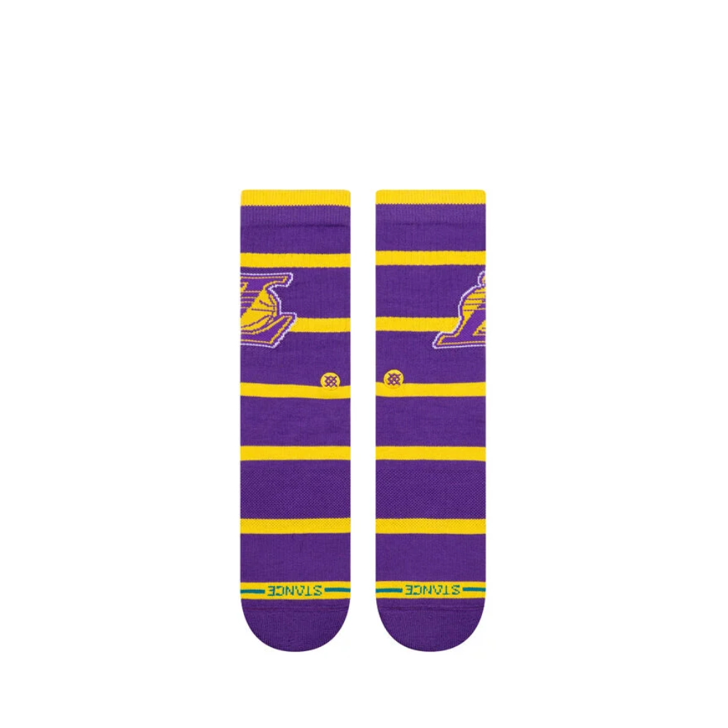 NBA 2024 Prep Crew Socks Los Angeles Lakers Stance - L - Calcetas