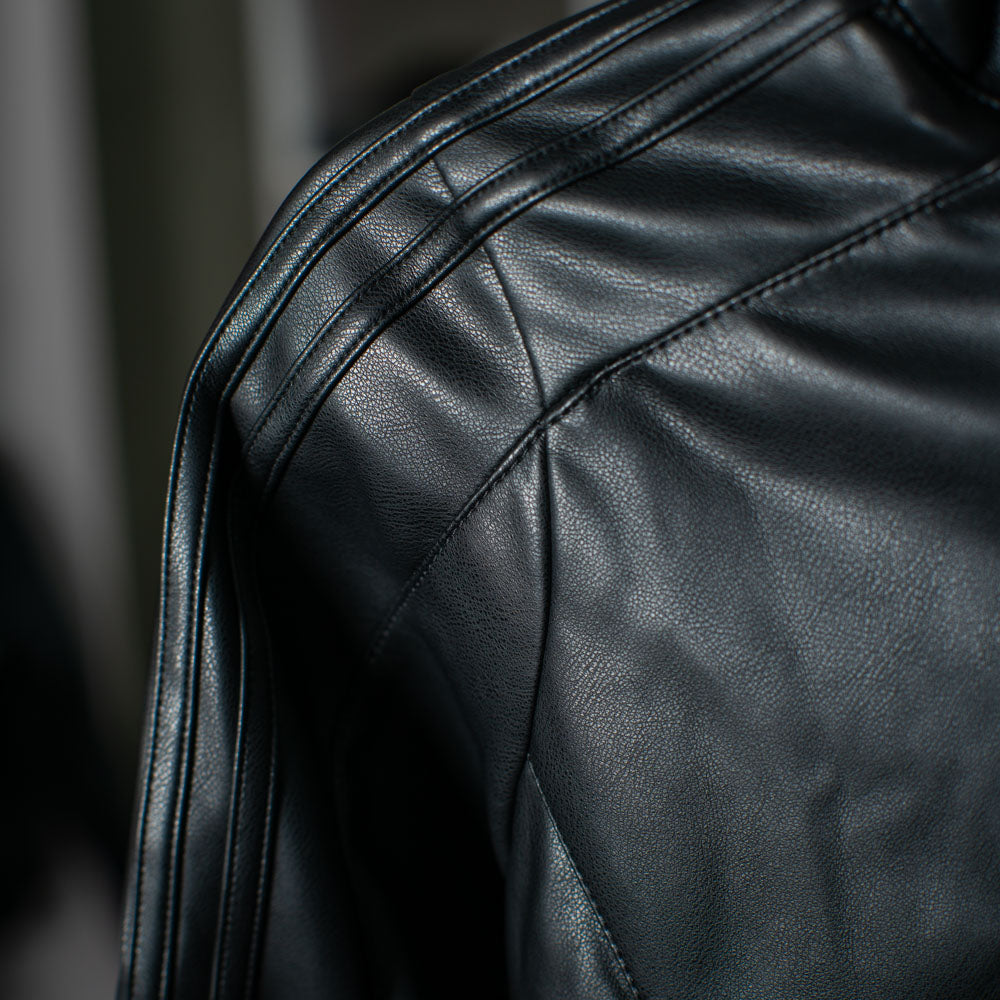 PLEATHER JACKET     BLACK